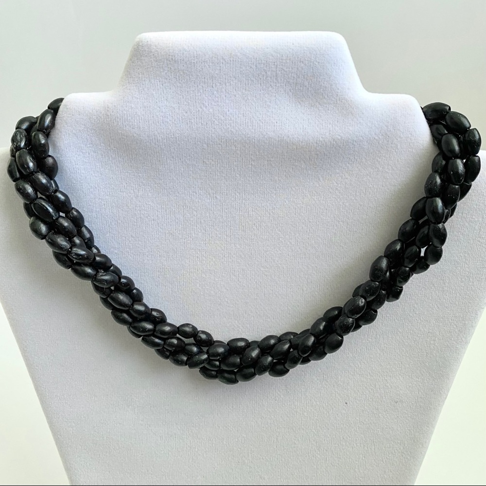 Express Black Twisted Beads Multi-Strand Necklace